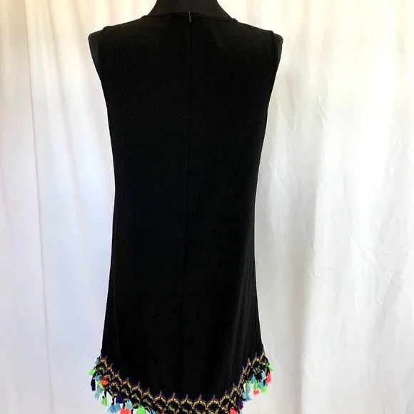 Joseph Ribkoff Black Knit Sheath Dress W/ Tassels - Size 6 Small - Picture 2 of 5